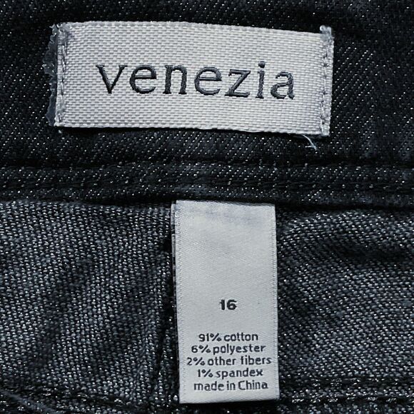 Venezia Lane Bryant Womens Jeans size 16 x31"in Black Embellished Cotton Stretch - Picture 4 of 10